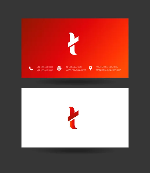 T Carta Logo Cartões de visita — Vetor de Stock