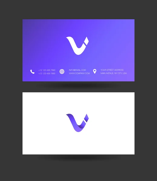 V Carta Logo Tarjetas de visita — Vector de stock