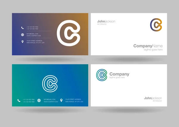 C brief Logo visitekaartjes — Stockvector