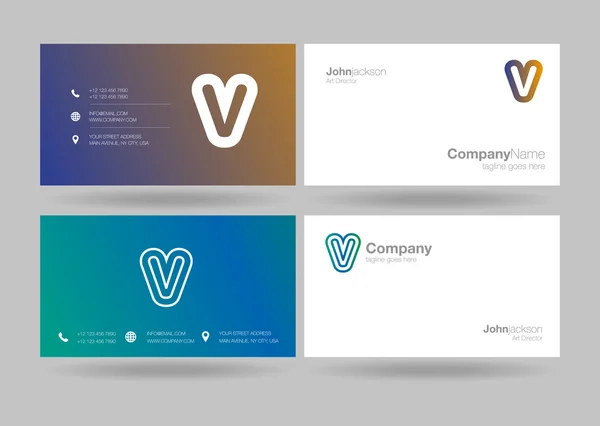 V Letter Logo Business Cards — Stock Vector