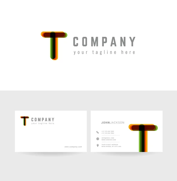 T Carta Logo Tarjetas de visita — Vector de stock
