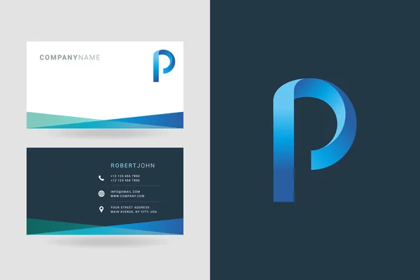 P Brief Logo Visitenkarten — Stockvektor