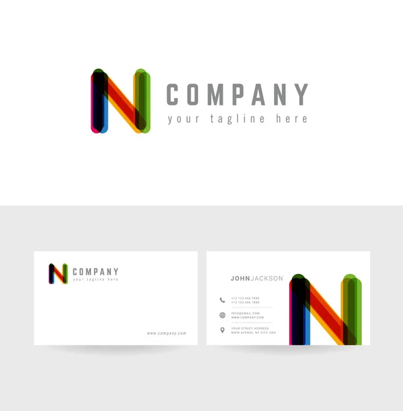 N Letra Logo Tarjetas de visita — Vector de stock