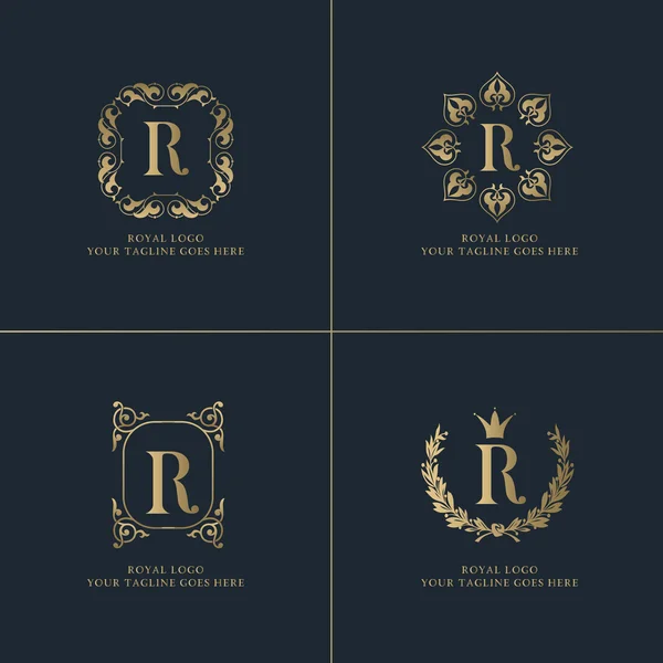 Gold R letter Royal logos Vector Graphics