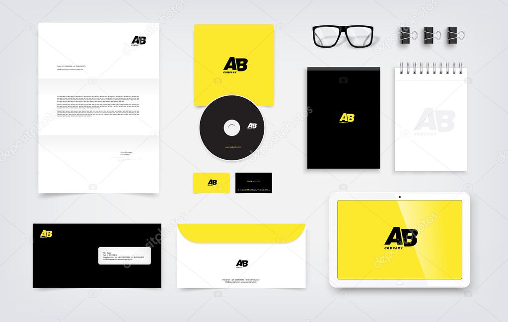 AB letters logo with branding mockup, stationery presentation templates vector