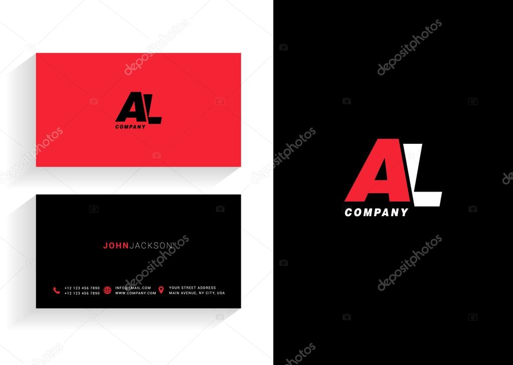 AL Joint Letters Company Logo with Business Cards Template Vector