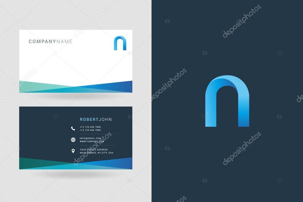 N Letter Logo Icon with Business Cards Template Vector