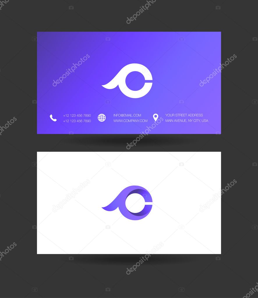 C Letter Logo Icon with Business Cards Template Vector