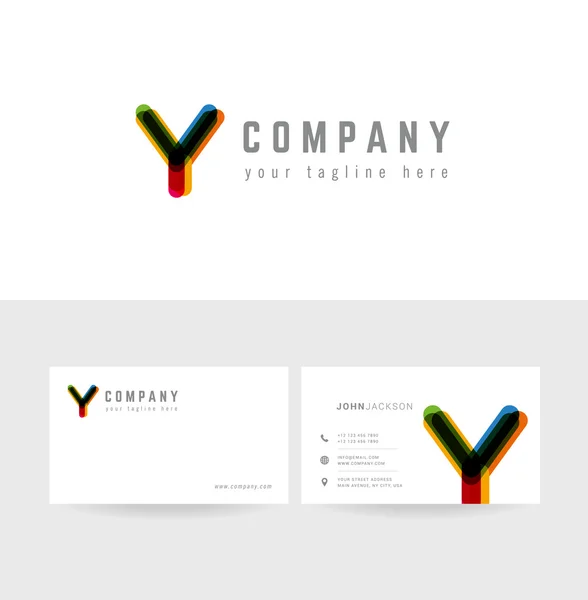 Y Carta Logo Tarjetas de visita — Vector de stock