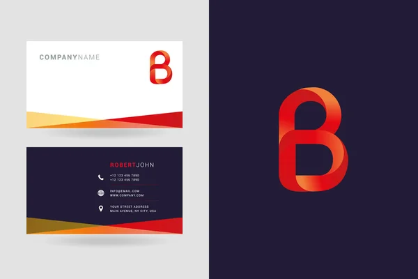 B Brief Logo Visitenkarten — Stockvektor