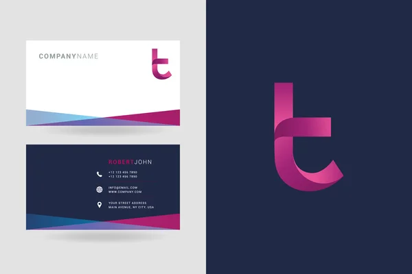 T Lettre Logo Cartes de visite — Image vectorielle