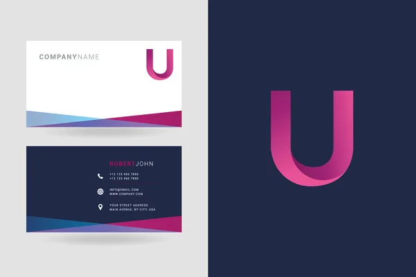 Γράμμα U λογότυπο επαγγελματικές κάρτες — Διανυσματικό Αρχείο