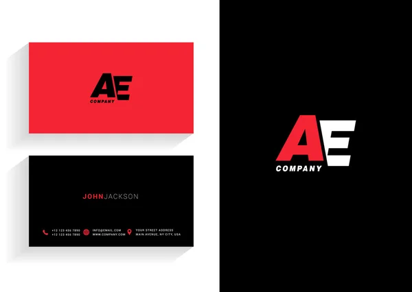 AE företaget logotyp visitkort — Stock vektor