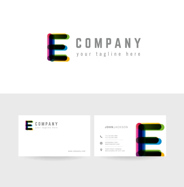 E Carta Logo Tarjetas de visita — Vector de stock