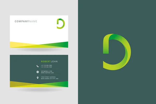 D Lettre Logo Cartes de visite — Image vectorielle