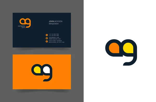 A & G betű logó névjegykártyák — Stock Vector