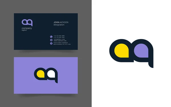 A & Q betűk logó névjegykártyák — Stock Vector