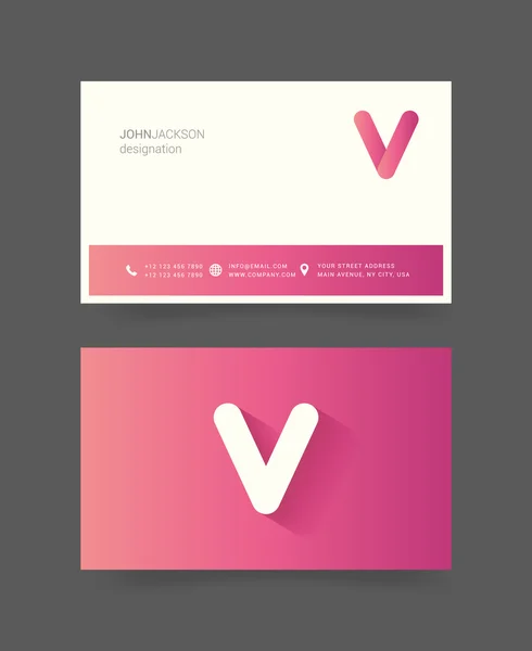 V brev logotyp på visitkort — Stock vektor