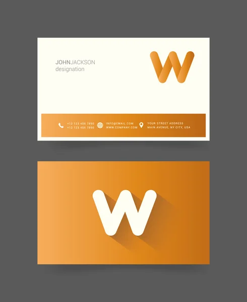 W logotipo da carta em cartões de visita — Vetor de Stock