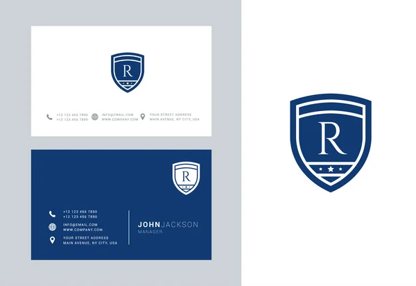 Logotipo de letra R con tarjetas de visita — Vector de stock