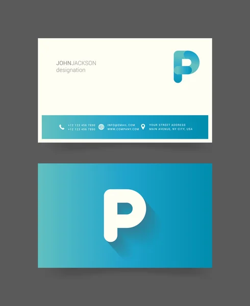 P brief Logo op visitekaartjes — Stockvector