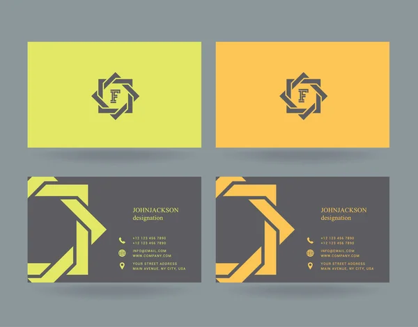 Logotipo F Carta con tarjetas de visita — Vector de stock