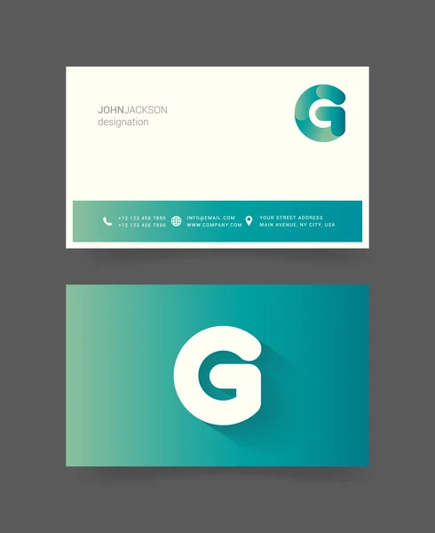 G logotipo da carta em cartões de visita — Vetor de Stock