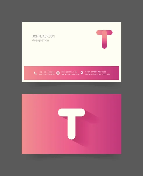 T logotipo carta em cartões de visita — Vetor de Stock