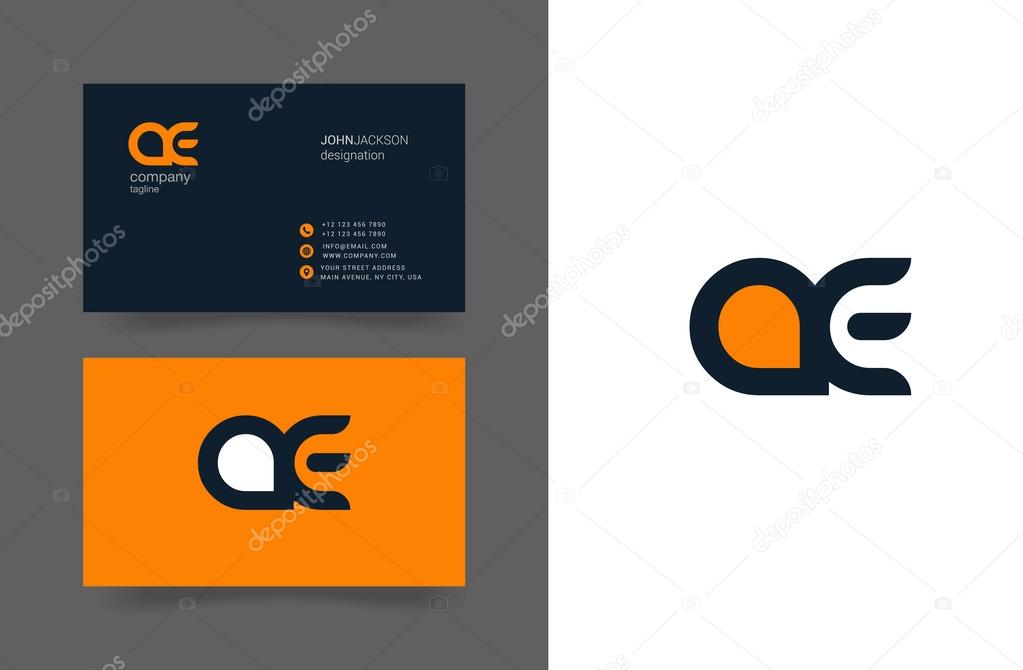 A & E Joint Letters Logo with Business Cards Template Vector