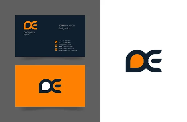 Tarjetas de visita del logotipo de D & E Letters — Vector de stock