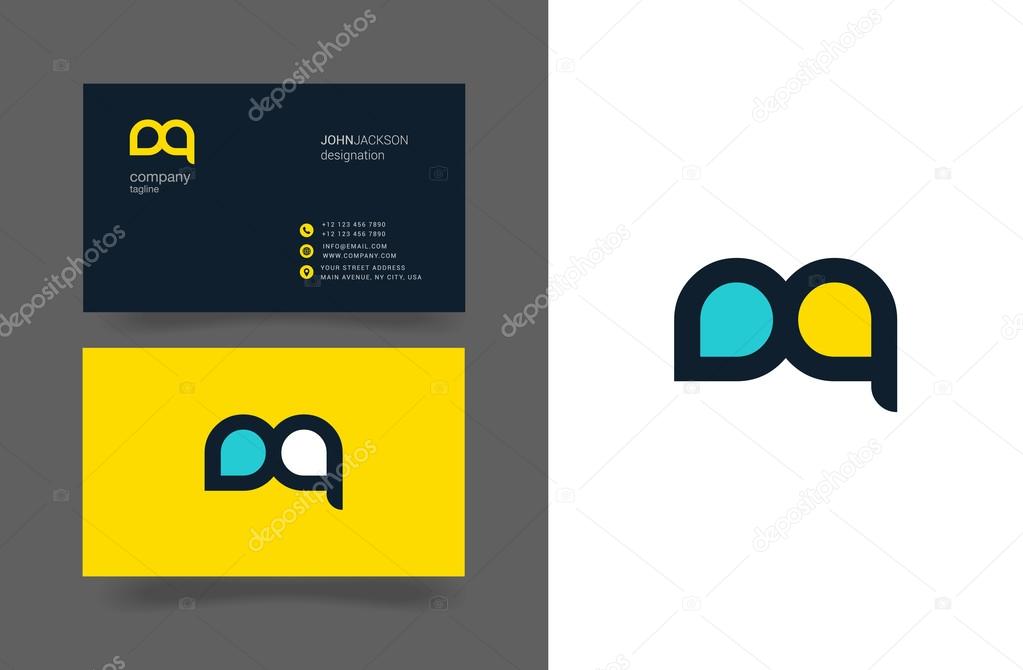 D&Q Joint Letters Logo with Business Cards Template Vector