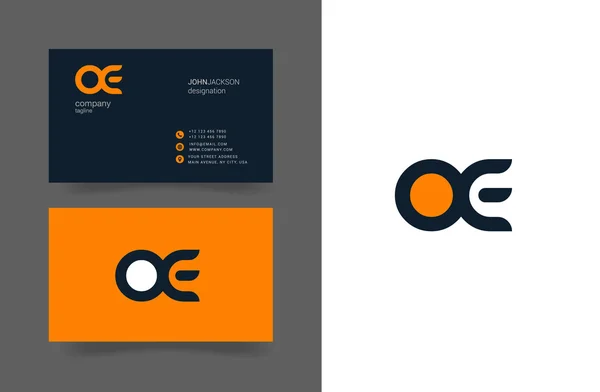 O & E Letters Logo Business Cards — стоковый вектор