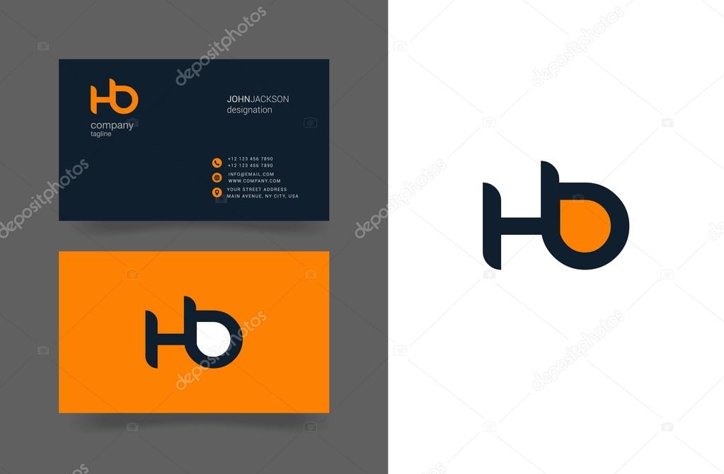 H&B Joint Letters Logo with Business Cards Template Vector