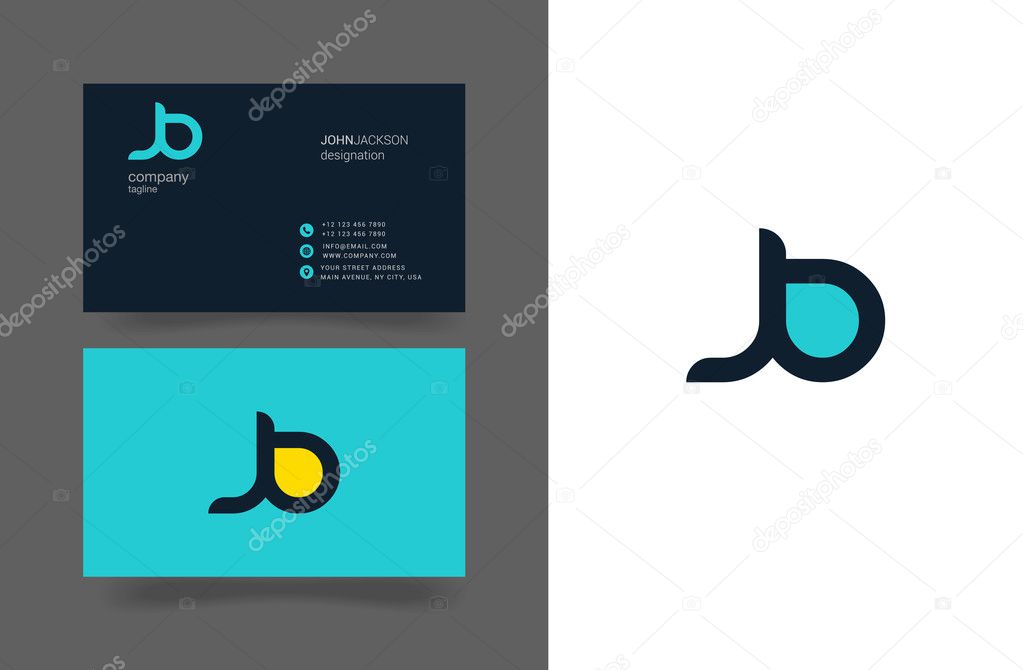 J&B Joint Letters Logo with Business Cards Template Vector