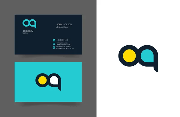 O & Q betűk logó névjegykártyák — Stock Vector