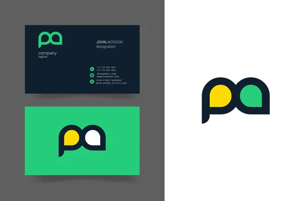 P & A betűk logó névjegykártyák — Stock Vector