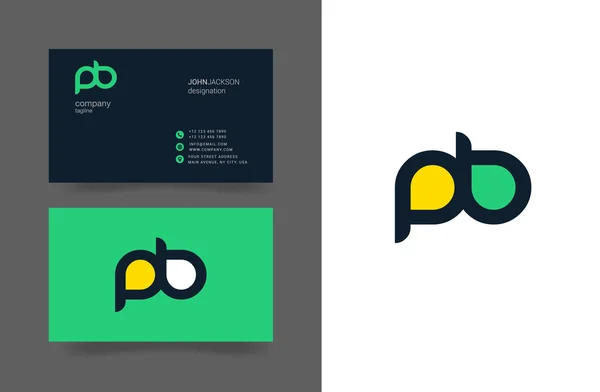 P & B Letters Logo Business Cards — стоковый вектор