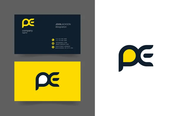 P & E levelek logó névjegykártyák — Stock Vector