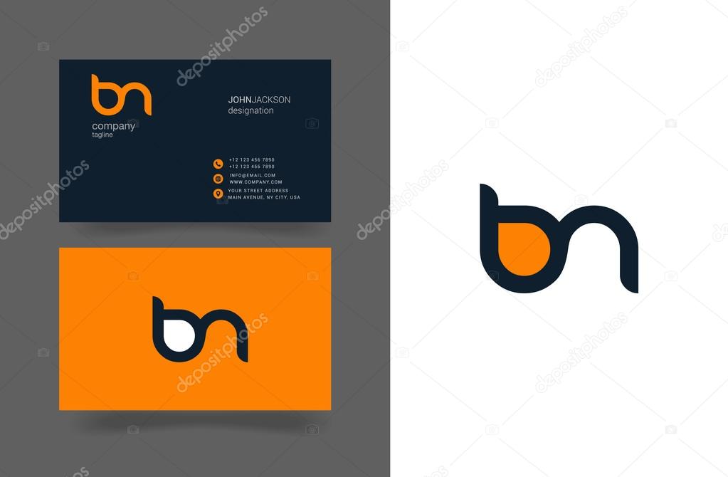 B&N Joint Letters Logo with Business Cards Template Vector