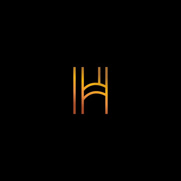 H 黄金文字ロゴのアイコン — ストックベクタ