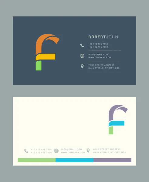 F Carta Logo con plantilla de tarjeta — Vector de stock