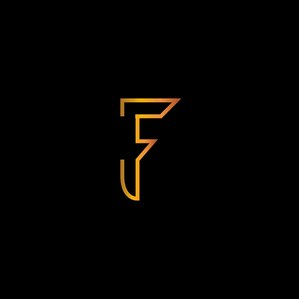 F gouden letterpictogram logo — Stockvector