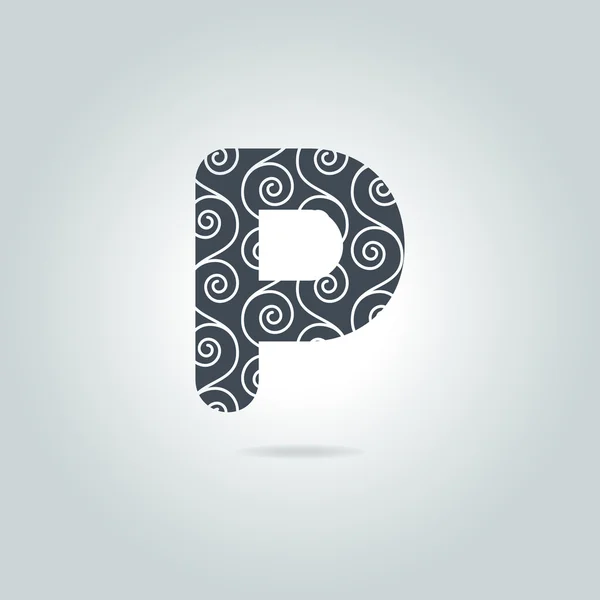 Floral P letra logotipo ícone — Vetor de Stock