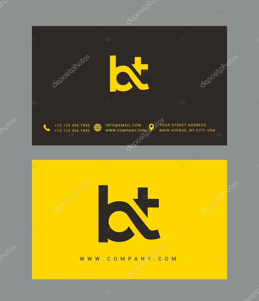 B and T Letters Logo, with Business Card Templates. Vector
