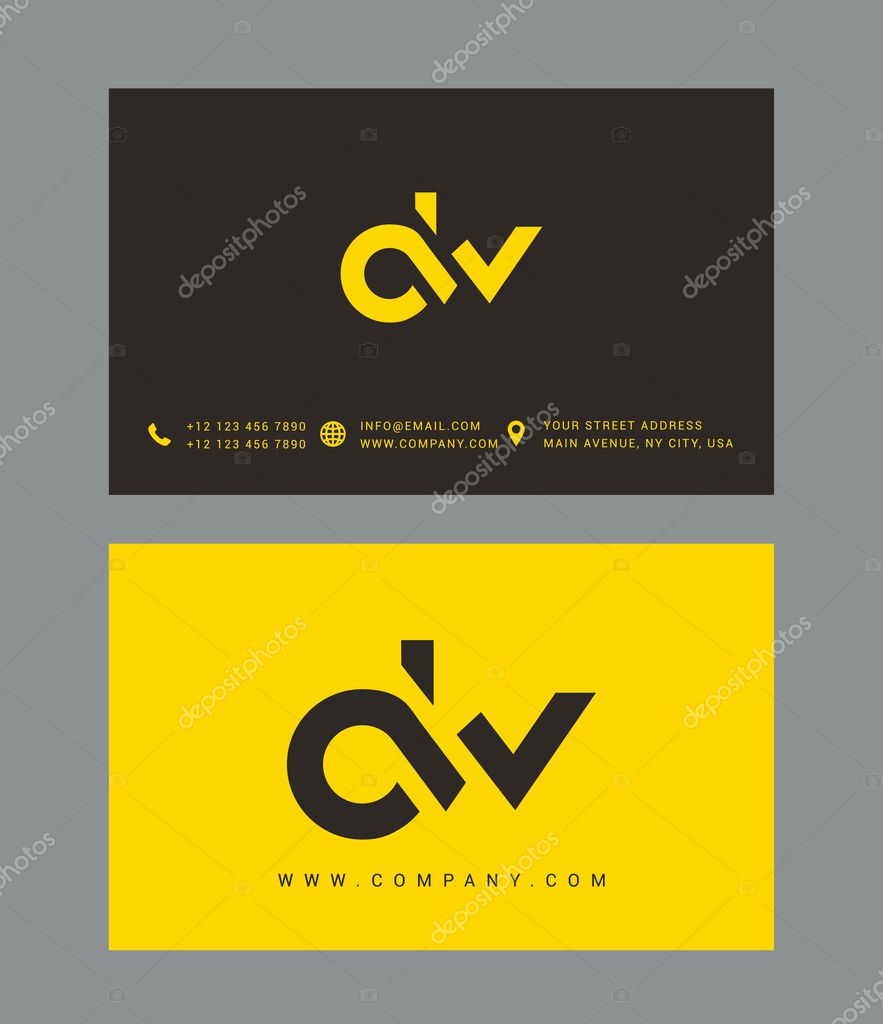 D and W Letters Logo, with Business Card Templates. Vector