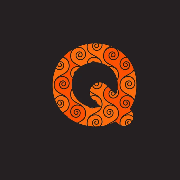 Floral Q Lettre Logo Icône — Image vectorielle