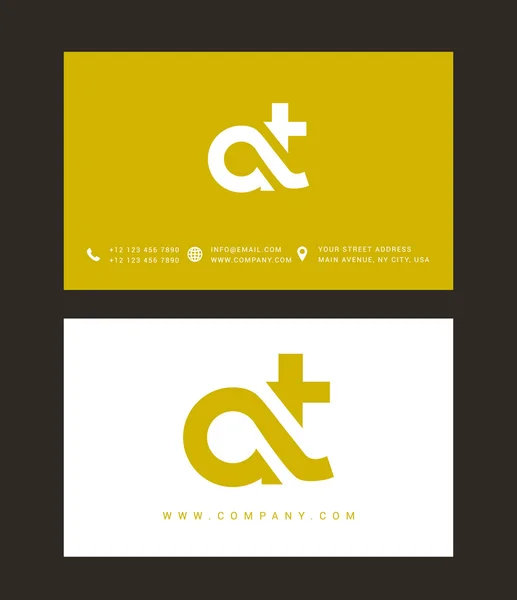 Logotipo de letras A y T — Vector de stock