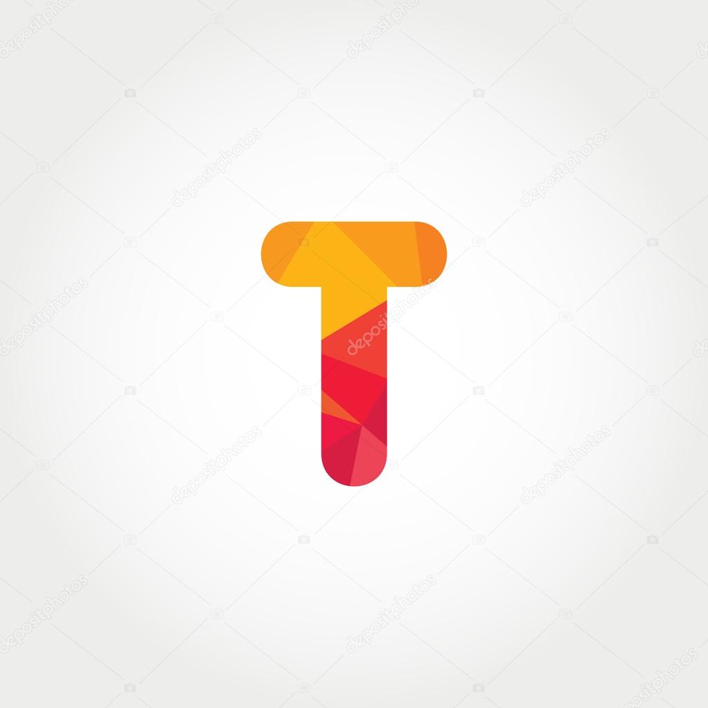 T Letter Logo, Icon, Filled with Geometric Pattern. Vector Element.