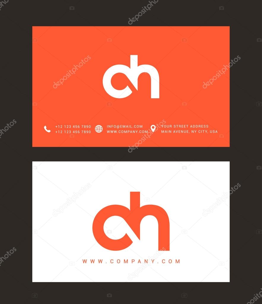 D and H Letters Logo, with Business Card Templates. Vector