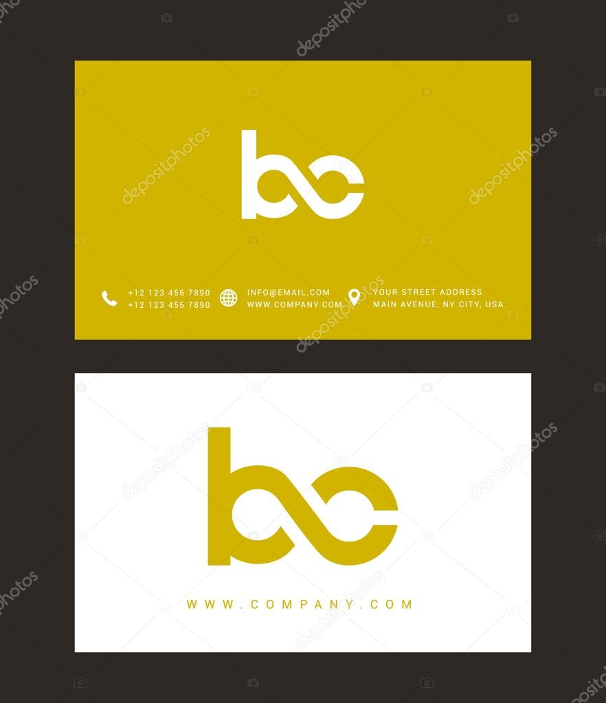 B and C Letters Logo, with Business Card Templates. Vector